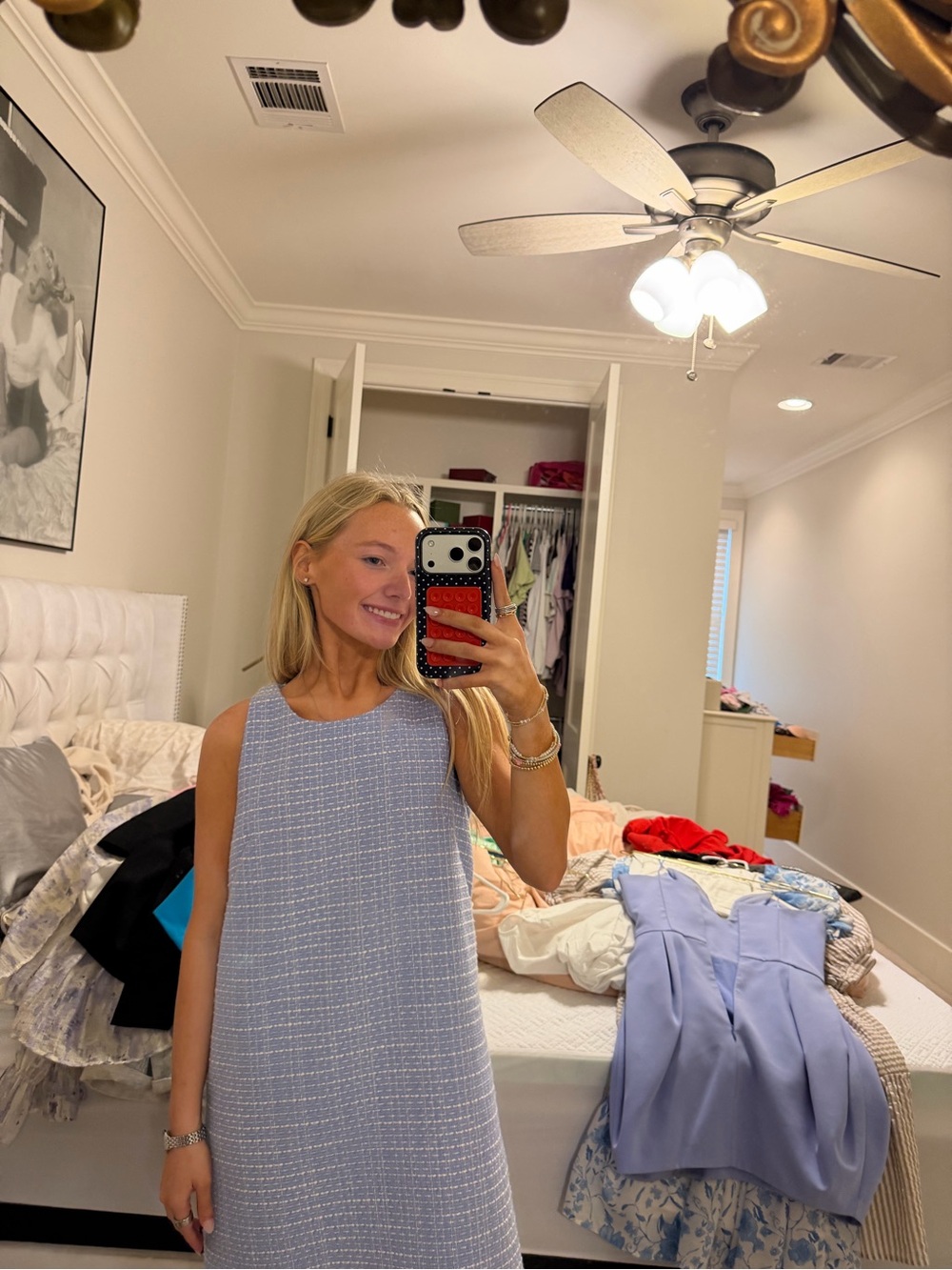 French Connection Powder Blue Textured Shift Dress